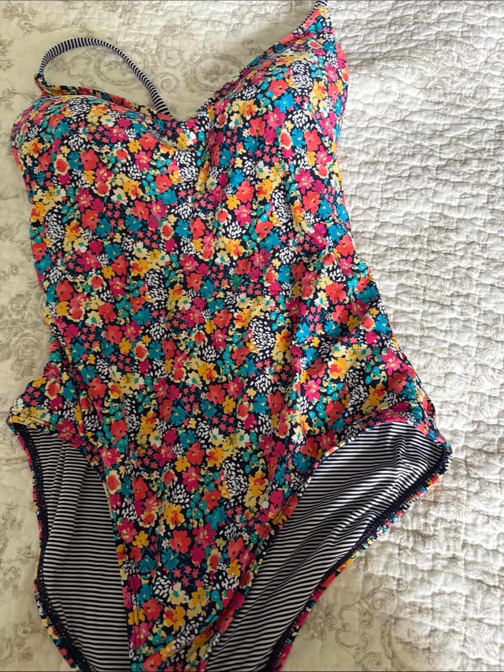 Anne Cole Floral One-Piece Swimsuit in Pink, Yellow, Teal, Black